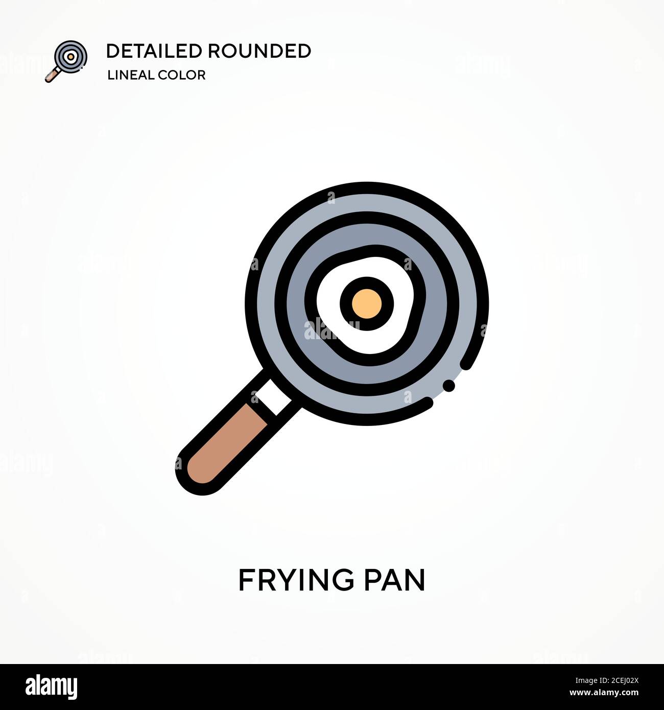 Frying pan detailed rounded lineal color vector icon. Illustration ...