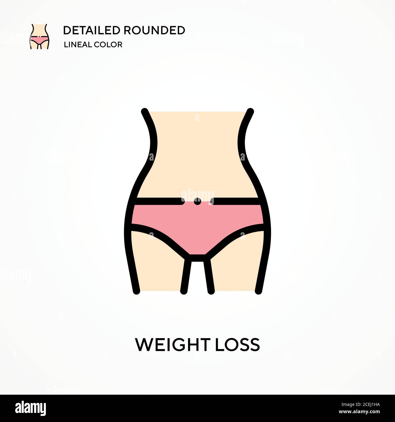 Weight loss detailed rounded lineal color vector icon. Illustration symbol design template for web mobile UI element. Perfect color modern pictogram o Stock Vector