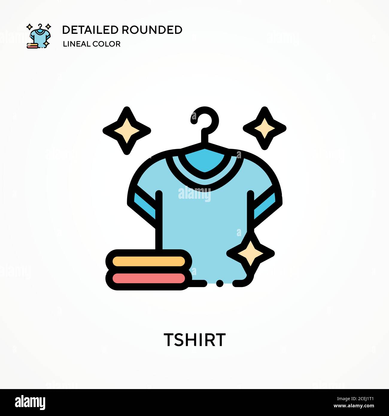 Tshirt detailed rounded lineal color vector icon. Illustration symbol ...