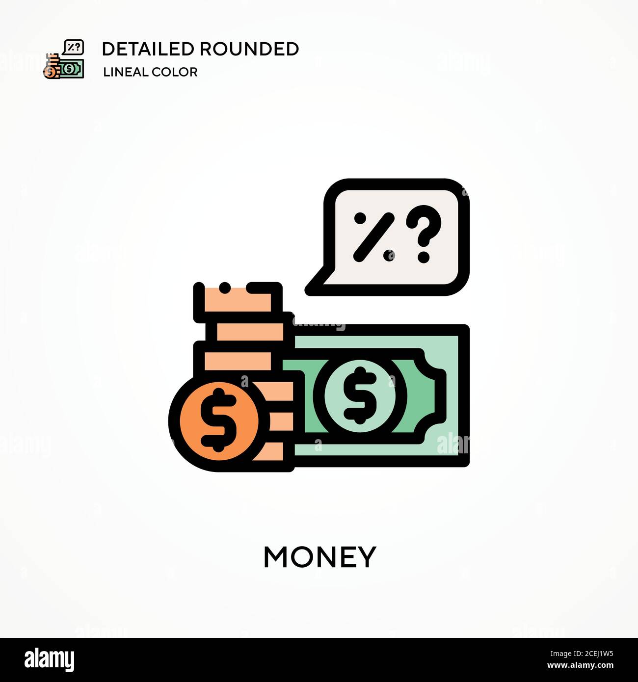 Money detailed rounded lineal color vector icon. Illustration symbol ...
