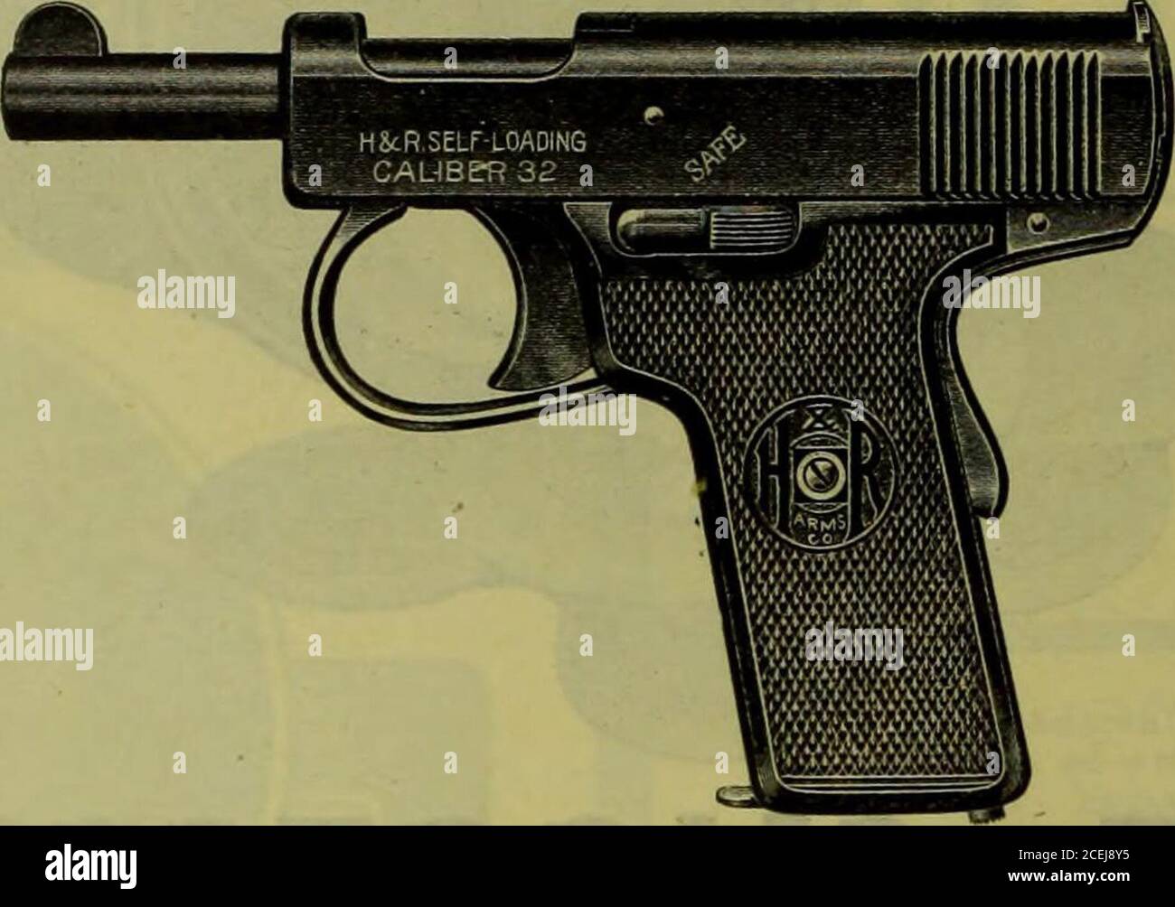 Hardware merchandising March-June 1919. ICO HARDWARE AND METAL—Motor  Accessories, Bicycles and Sporting Goods Section. April 5, 1919 ANNOUNCING  THE H & R Self-Loading (Automatic) Pistol Caliber .32 (765 M/M). A  hammerless