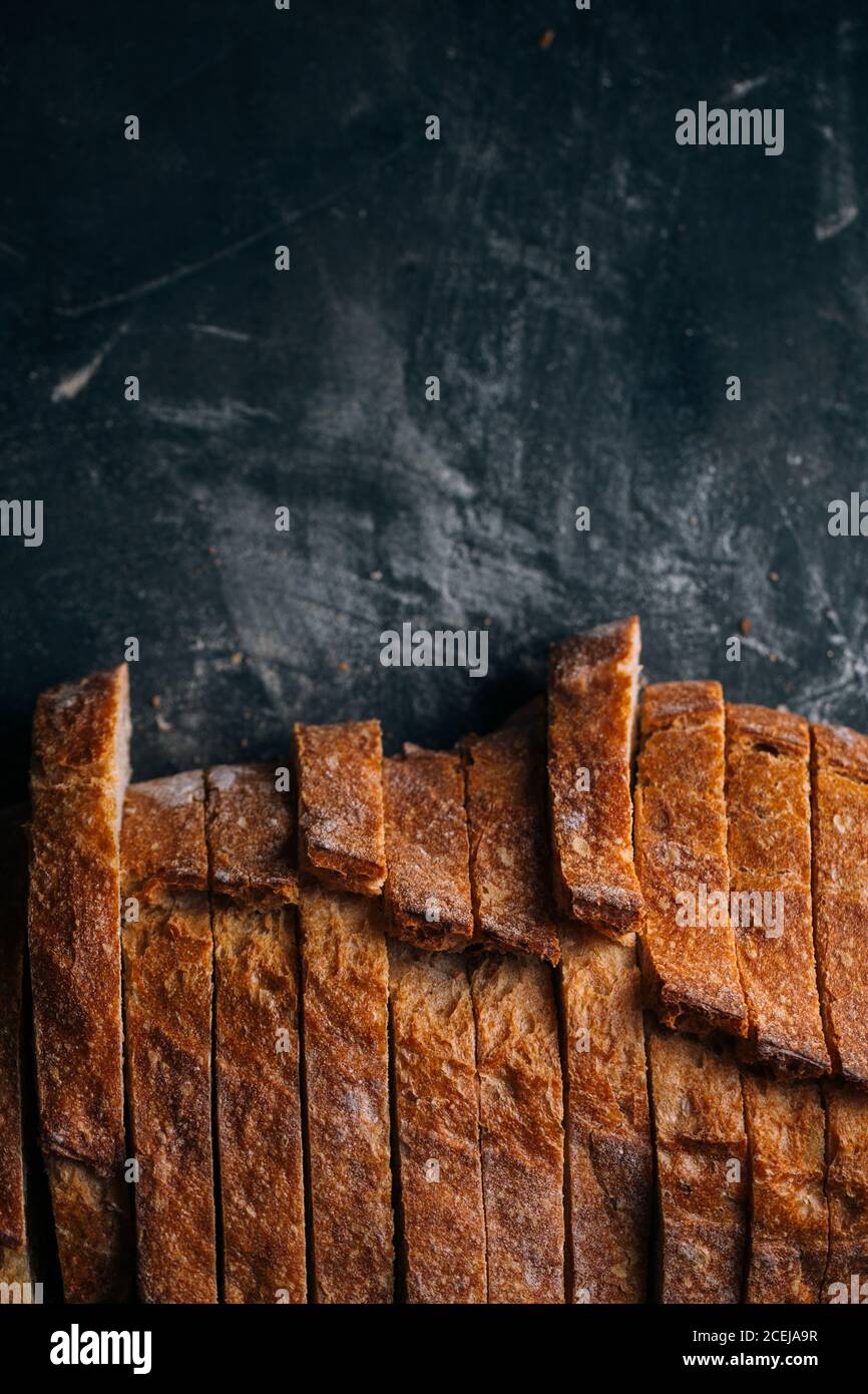 Slices of homemade rustic bread Stock Photo