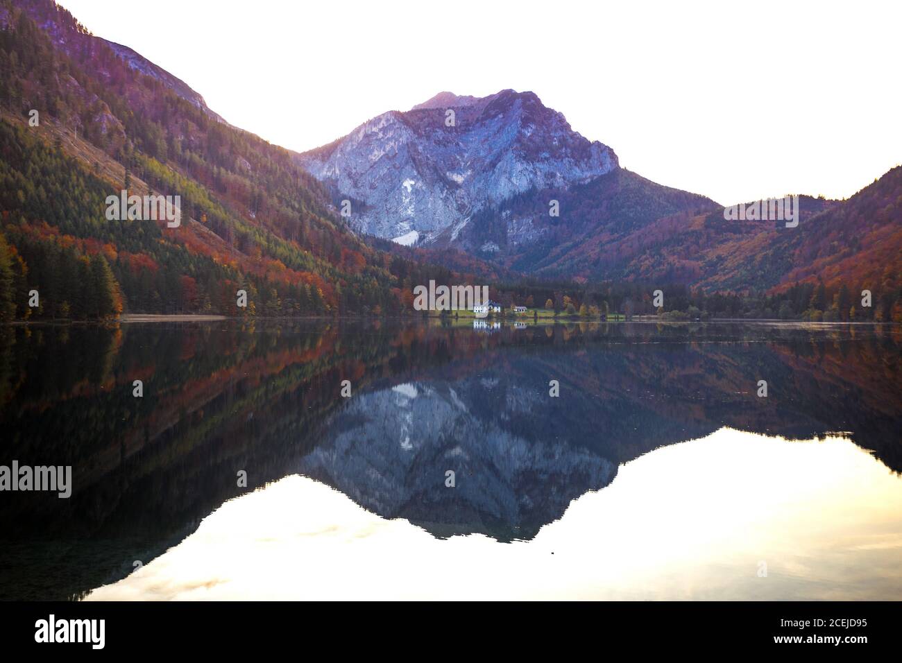landscape with a beautiful mountain lake with reflection. autumn Stock ...