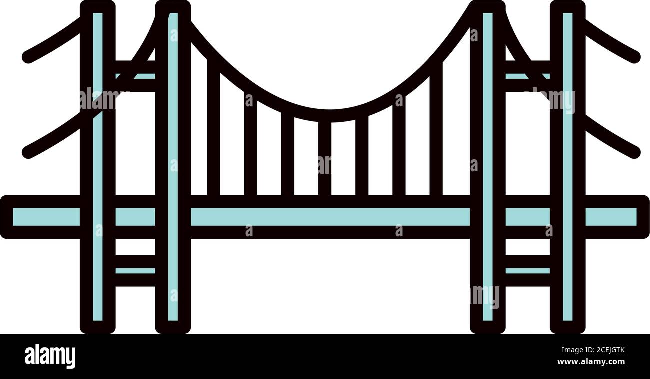 bosphorus bridge icon over white background, line and fill style ...
