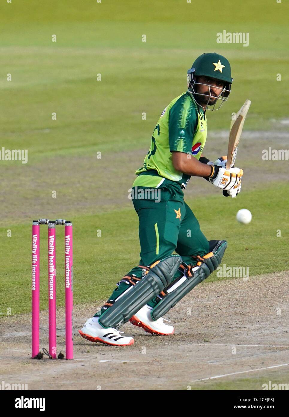 Pakistan's Babar Azam batting during the third Vitality IT20 match at
