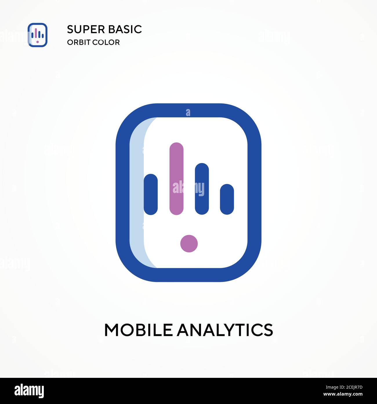 Mobile analytics super basic orbit color vector icon. Illustration ...