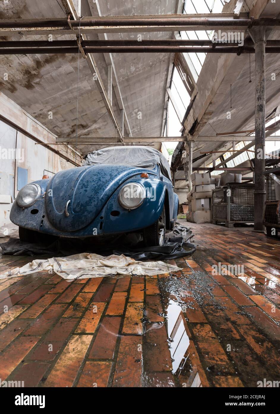 Detail of an abandoned Volkswagen Beetle Stock Photo