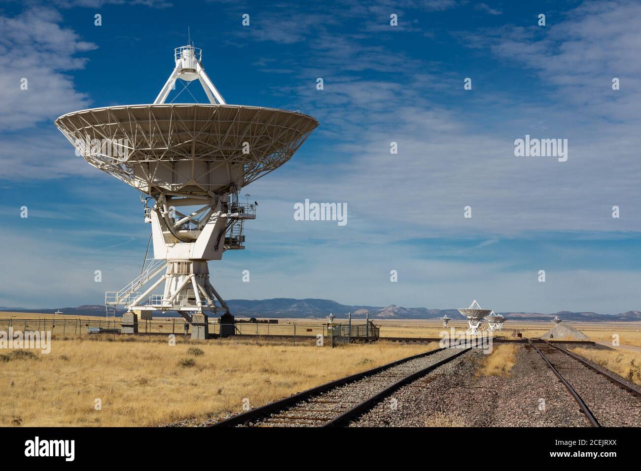 Antenna dishes of the Karl G. Jansky Very Large Array radiotelescope astronomy observatory near Magdalena, New Mexico in the United States.  The Very Stock Photo