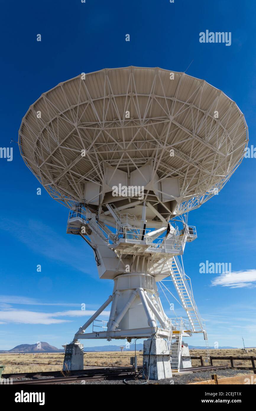 Antenna dishes of the Karl G. Jansky Very Large Array radiotelescope astronomy observatory near Magdalena, New Mexico in the United States.  The Very Stock Photo