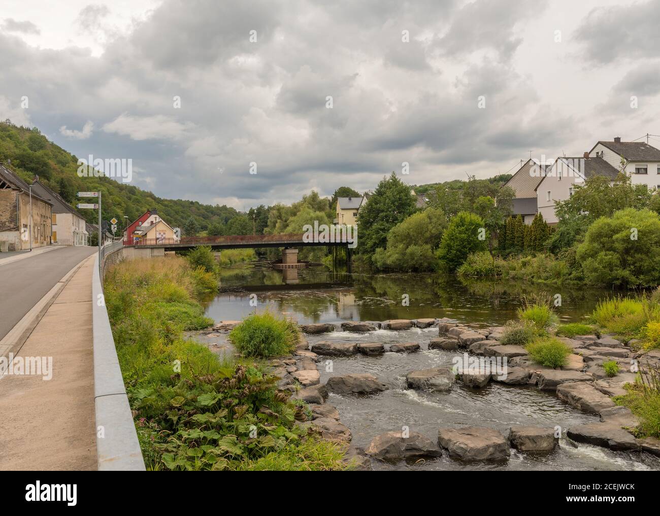 The Nahe river in Nohen Hunsrück, Rhineland Palatinate, Germany Stock Photo