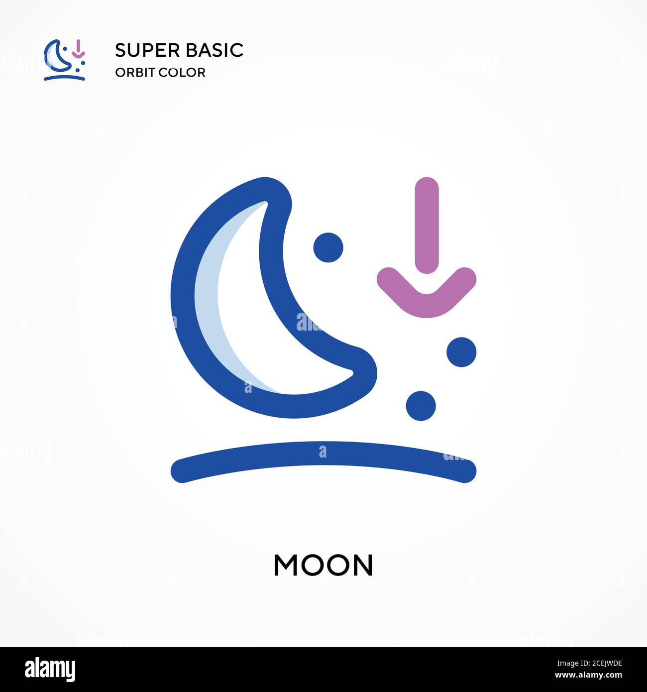 Moon super basic orbit color vector icon. Illustration symbol design template for web mobile UI element. Perfect color modern pictogram on editable st Stock Vector