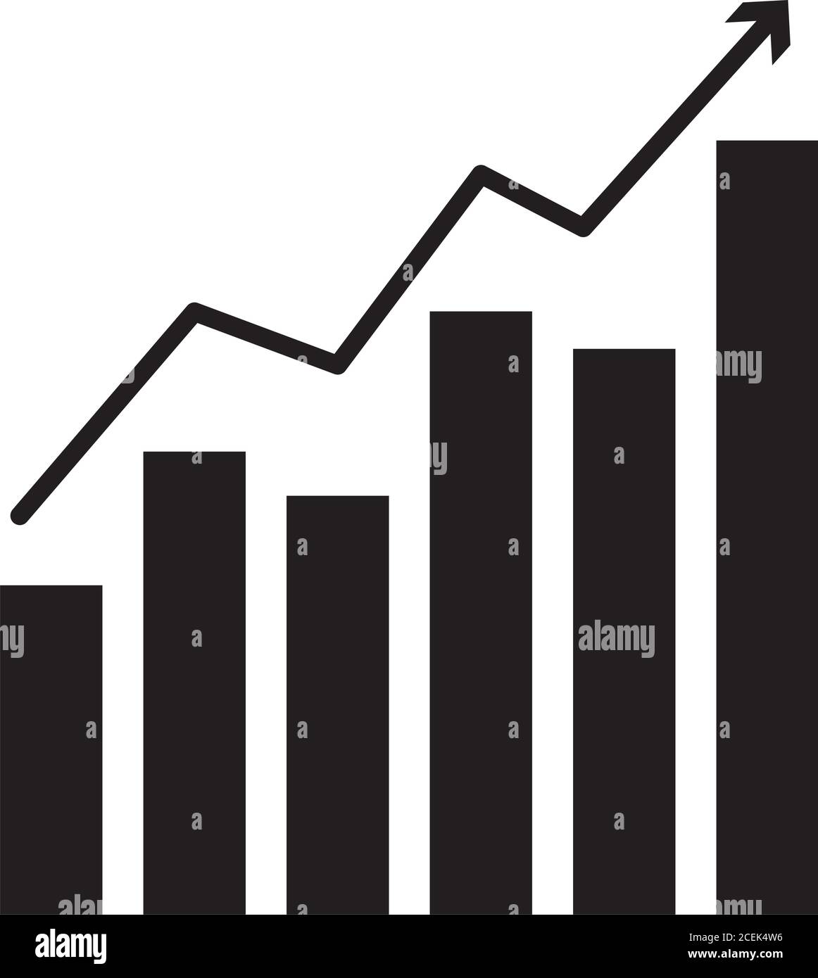 graphic bar chart with ascendent arrow over white background ...