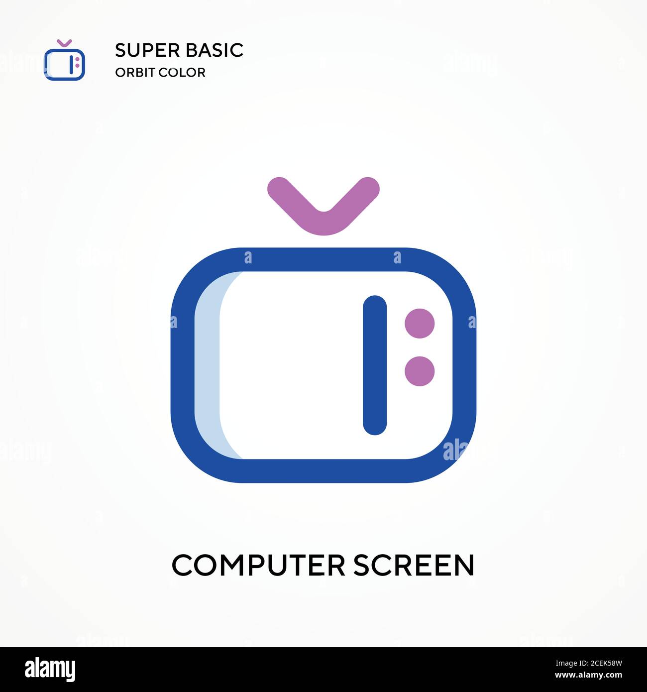 Computer screen super basic orbit color vector icon. Illustration ...