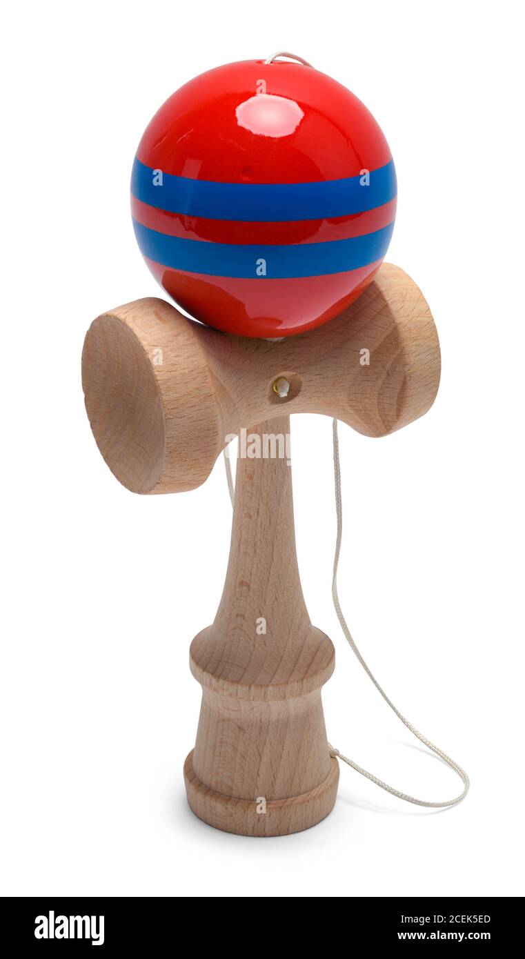 Wood Cup and Ball Kendama Game Isolated on White. Stock Photo