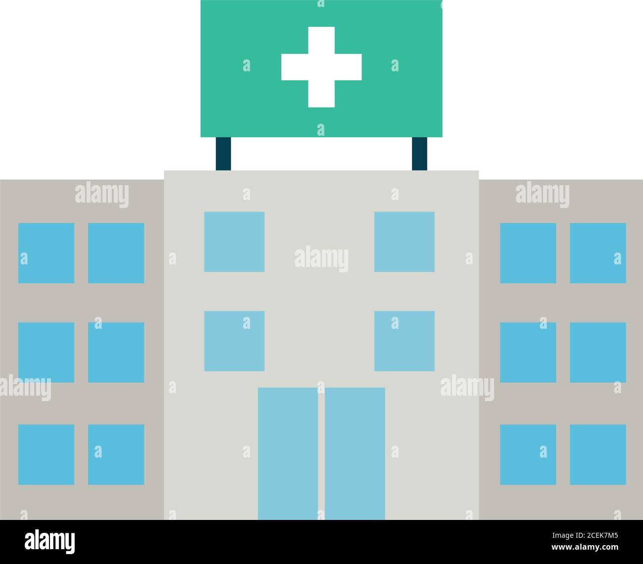 hospital building icon over white background, flat style, vector ...