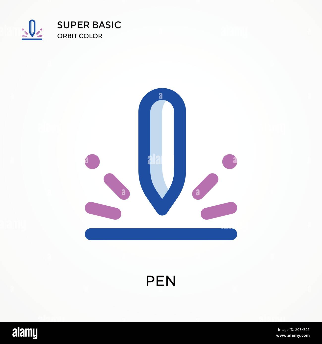 Pen super basic orbit color vector icon. Illustration symbol design template for web mobile UI element. Perfect color modern pictogram on editable str Stock Vector