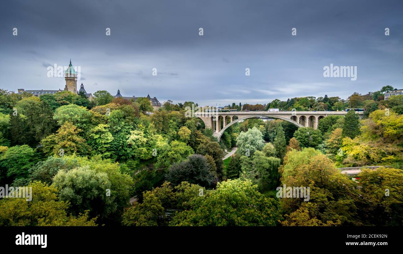 View of the Pont Adolphe (Adolphe Bridge) and Vallé de la Pétrusse
