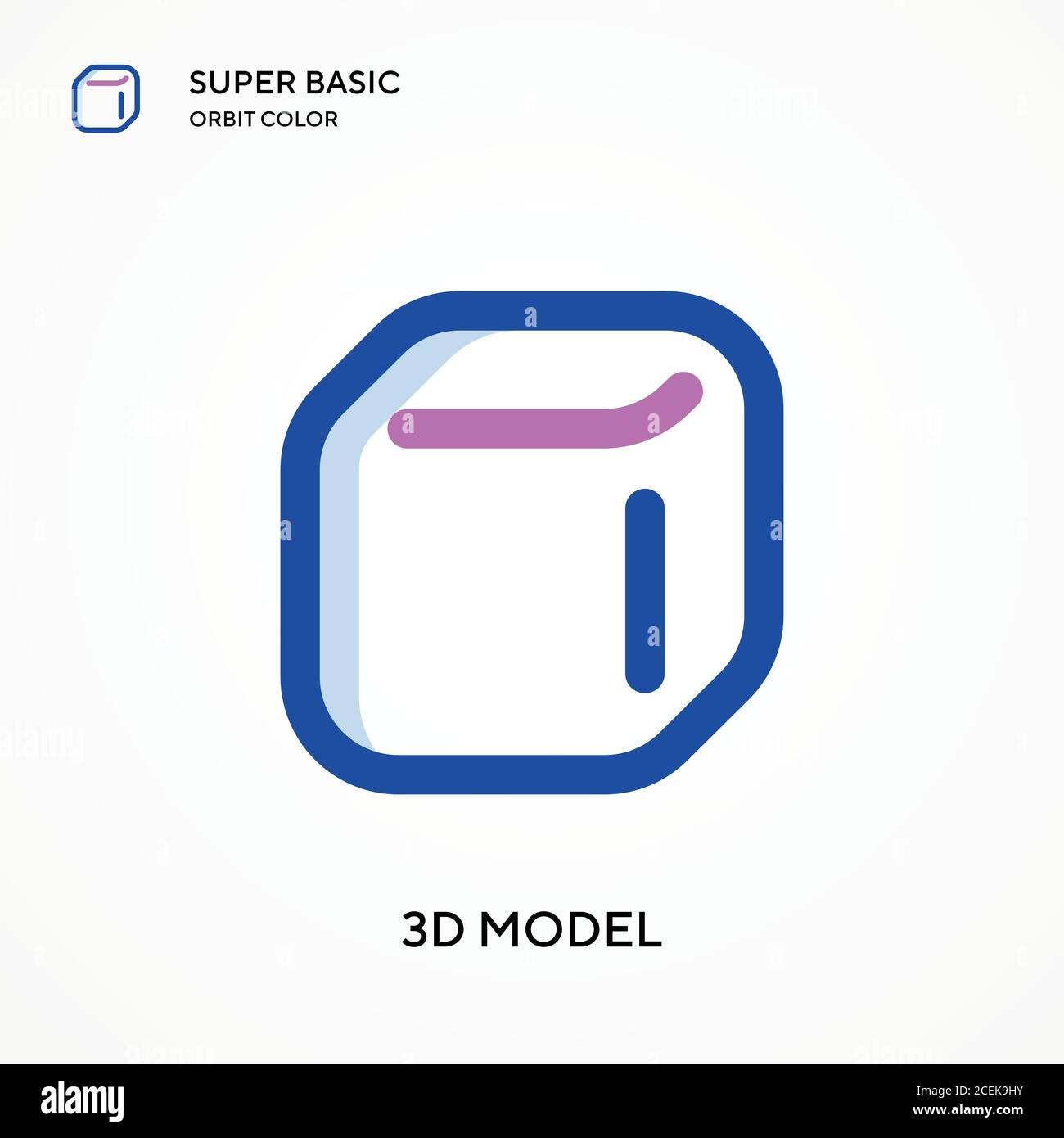 3d model super basic orbit color vector icon. Illustration symbol ...