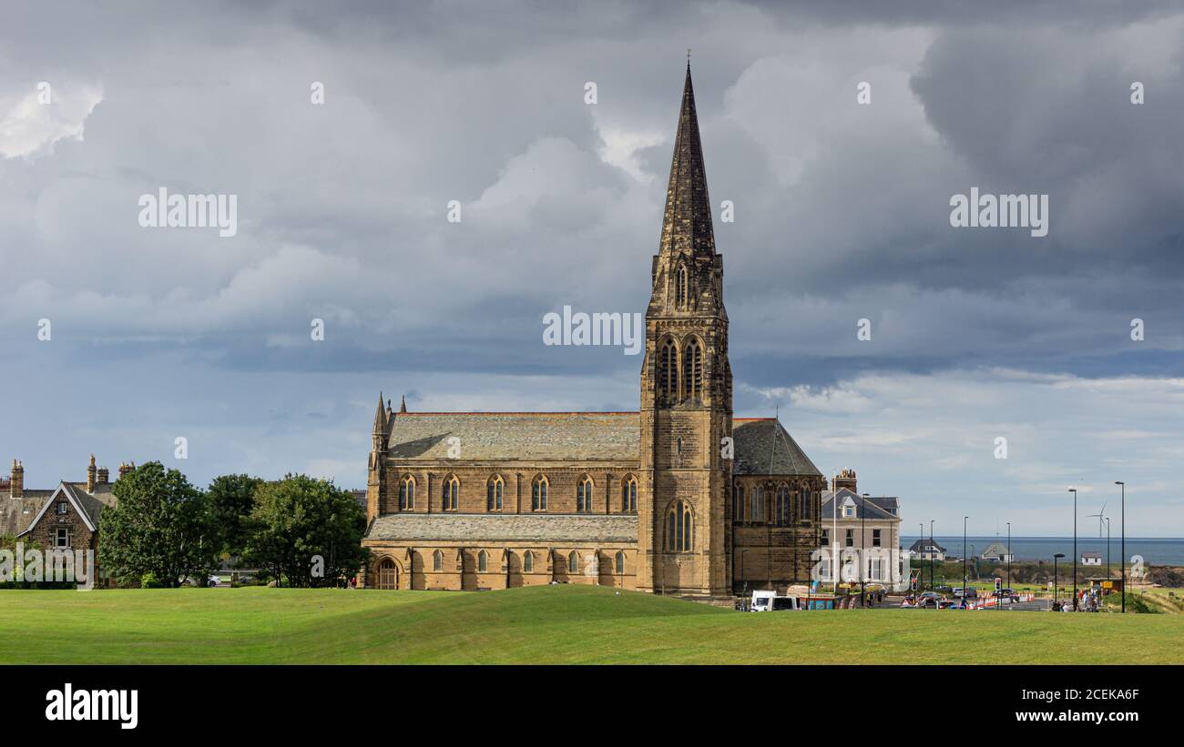 Side view of St. church in Cullercoats Stock Photo Alamy