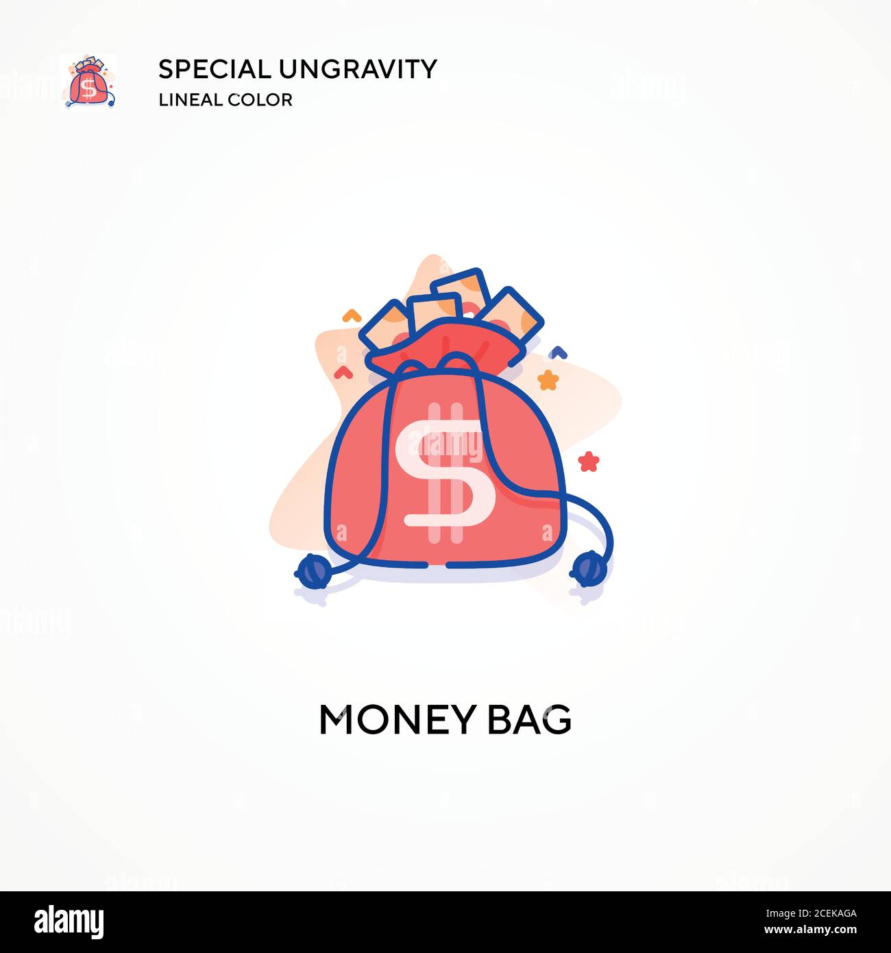 Money bag special ungravity lineal color icon. Modern vector ...