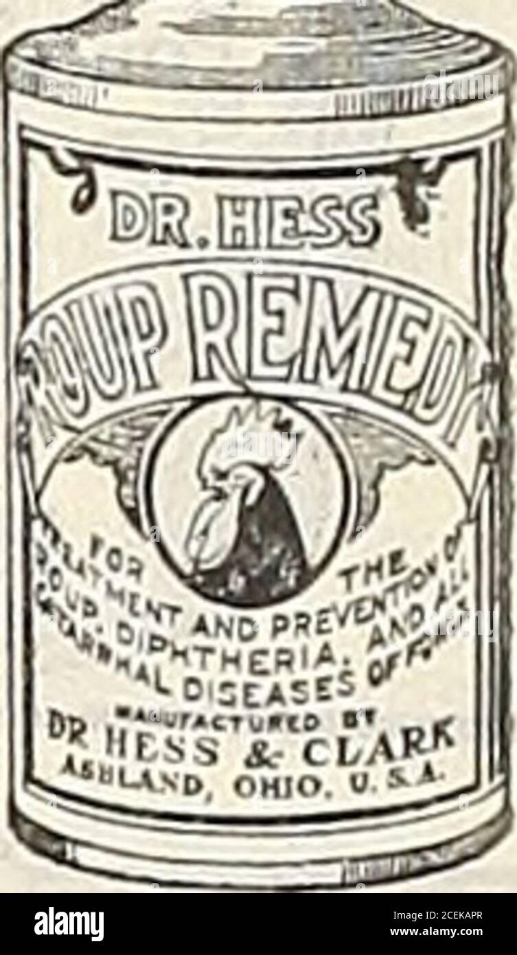 . 1916 Griffith and Turner Co. : farm and garden supplies. I DR. HESS ROUP REMEDY F3 For Roup, Diphtheria, Chicken Pox and allCatarrhal Diseases. It has these distinctivefeatures: It is antiseptic, slightly astringent,non-irritating and healing. 4-oz. cans, 25c.;10-oz. cans. 50c. GUARANTEED. Instant Louse Killer Kills Lice on Poultry, Horses, Cattle, SheepTicks, Bugs on Cucumber, Squash and MelonVines; Cabbage Worms, Slugs on RoseBushes, etc. Sold in sifting-top cans—look forthe word Instant before buying. Price, I lb.,25c ; 3 lbs., 60c. GUARANTEED. DR. HESS DIP AND DISINFECTANT Non-poisonous Stock Photo
