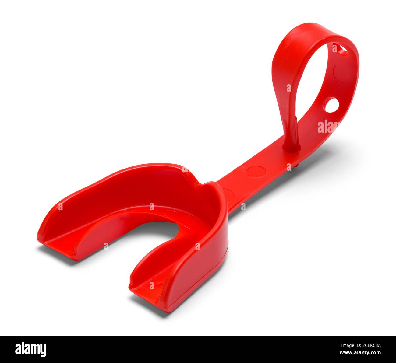 Red Sports Mouth Guard Isolated on White. Stock Photo