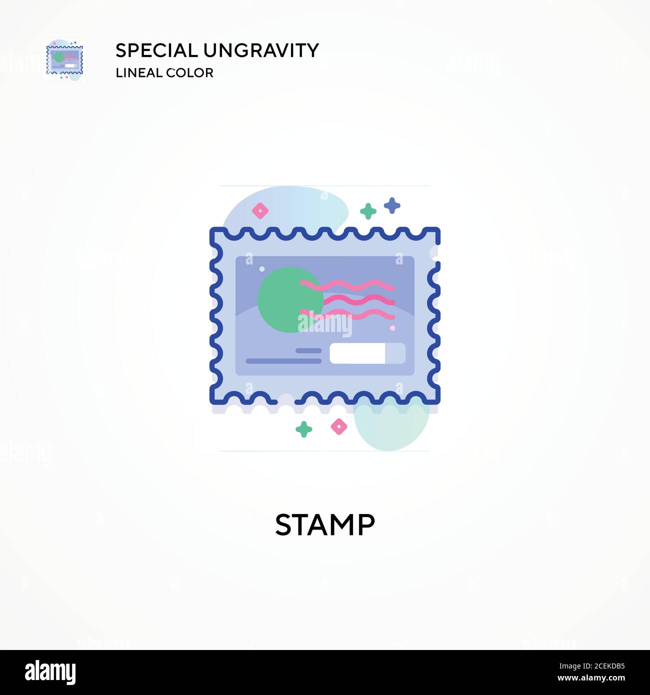 Stamp special ungravity lineal color icon. Modern vector illustration ...