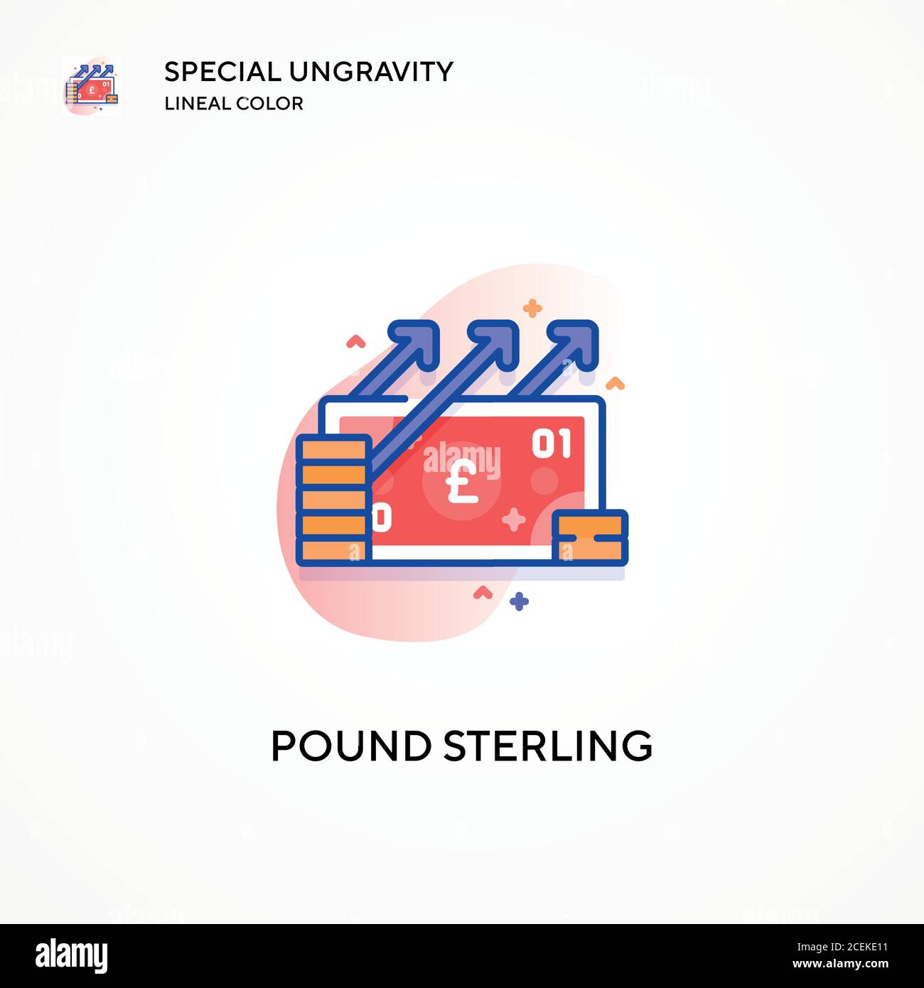 Pound sterling special ungravity lineal color icon. Modern vector illustration concepts. Easy to edit and customize. Stock Vector