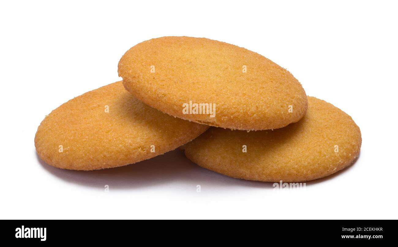Stack of Vanilla Wafer Cookies Isolated on White. Stock Photo