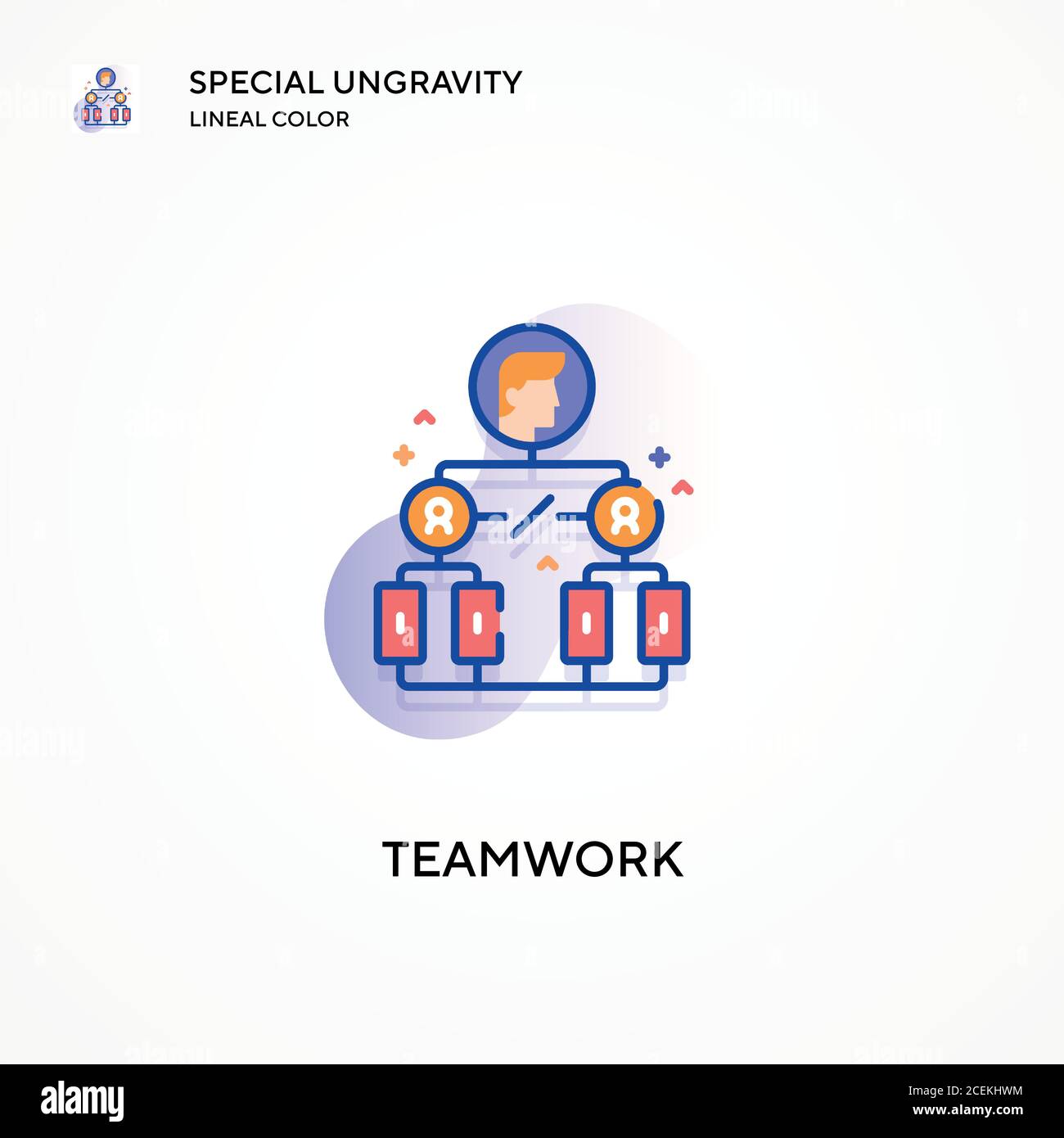 Teamwork special ungravity lineal color icon. Modern vector ...