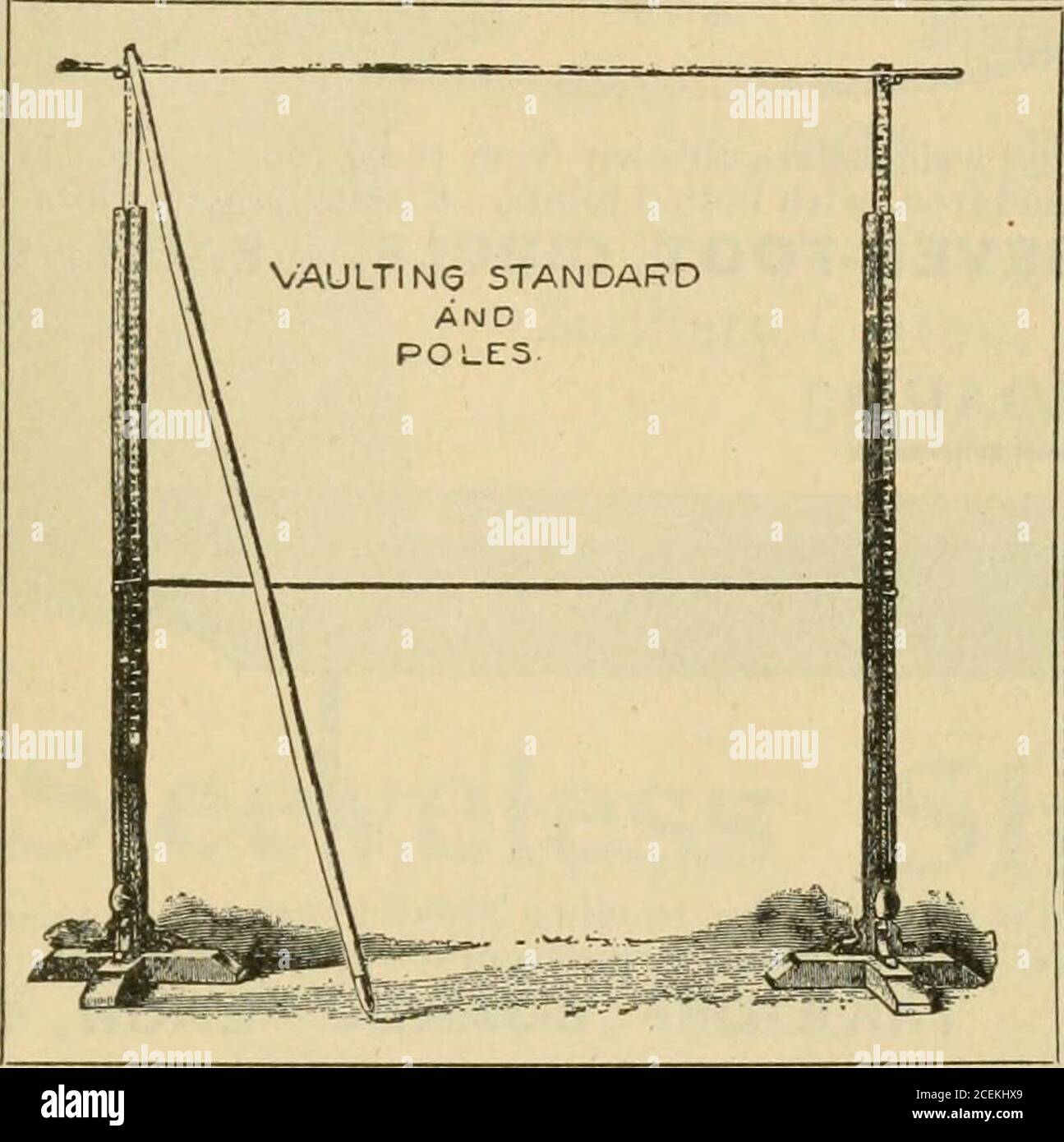 . Spalding's official athletic almanac. The frame is 2 feet 6 inches high, with a horizontalrod passing through it 2 feet above the ground. Thehurdle is a wooden gate 2 feet high, swinging onthis rod at a point 6 inches from one of the sides andi8 inches from the other. With the short side up itmeasures 2 feet 6 inches from the ground, and withthe long side up 3 feet 6 inches. The hurdle can bechanged from one height to the other in a fewseconds, and is held firmly in either position by athumb-screw on the rod. It would be hard to con-ceive any device more simple or more easily handledthan thi Stock Photo