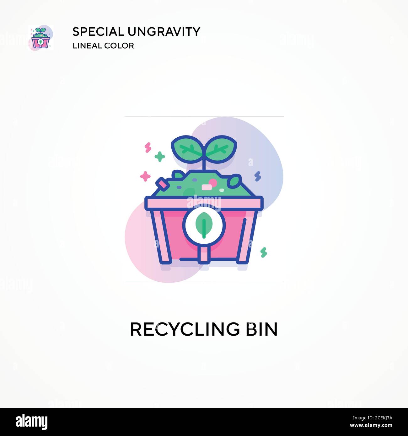 Recycling bin special ungravity lineal color icon. Modern vector ...