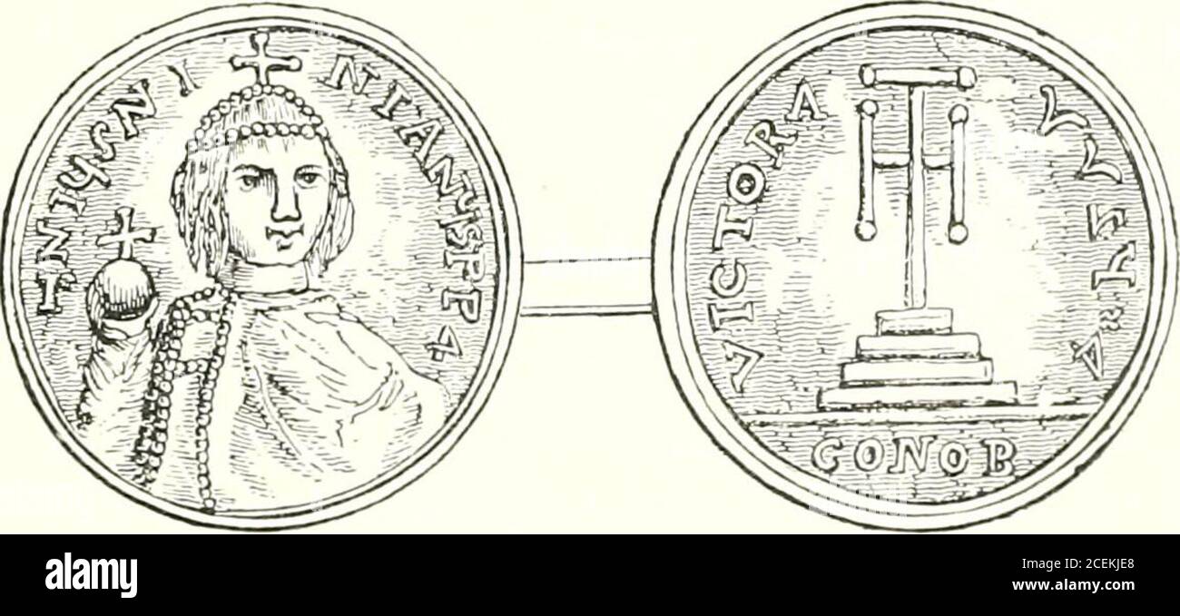 . The Open court. COIN OF CONSTANTINE. The Emperor holds in his hand ...