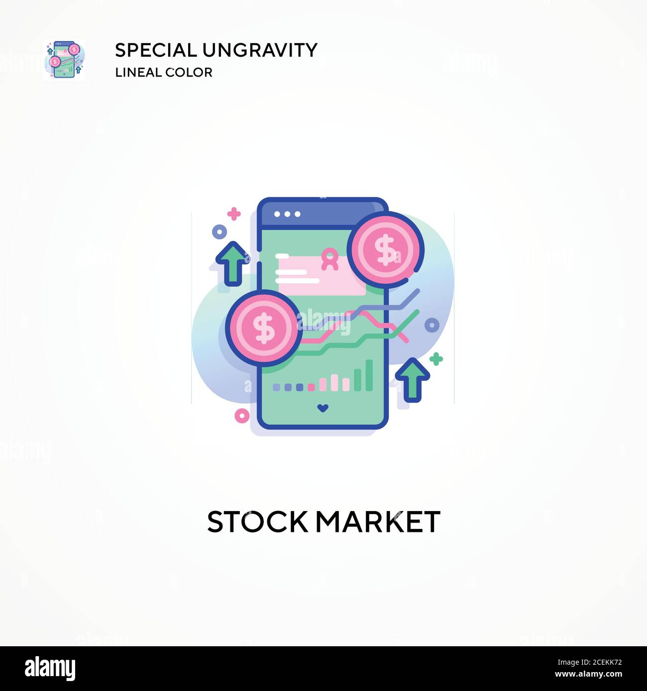 Stock market special ungravity lineal color icon. Modern vector illustration concepts. Easy to edit and customize. Stock Vector
