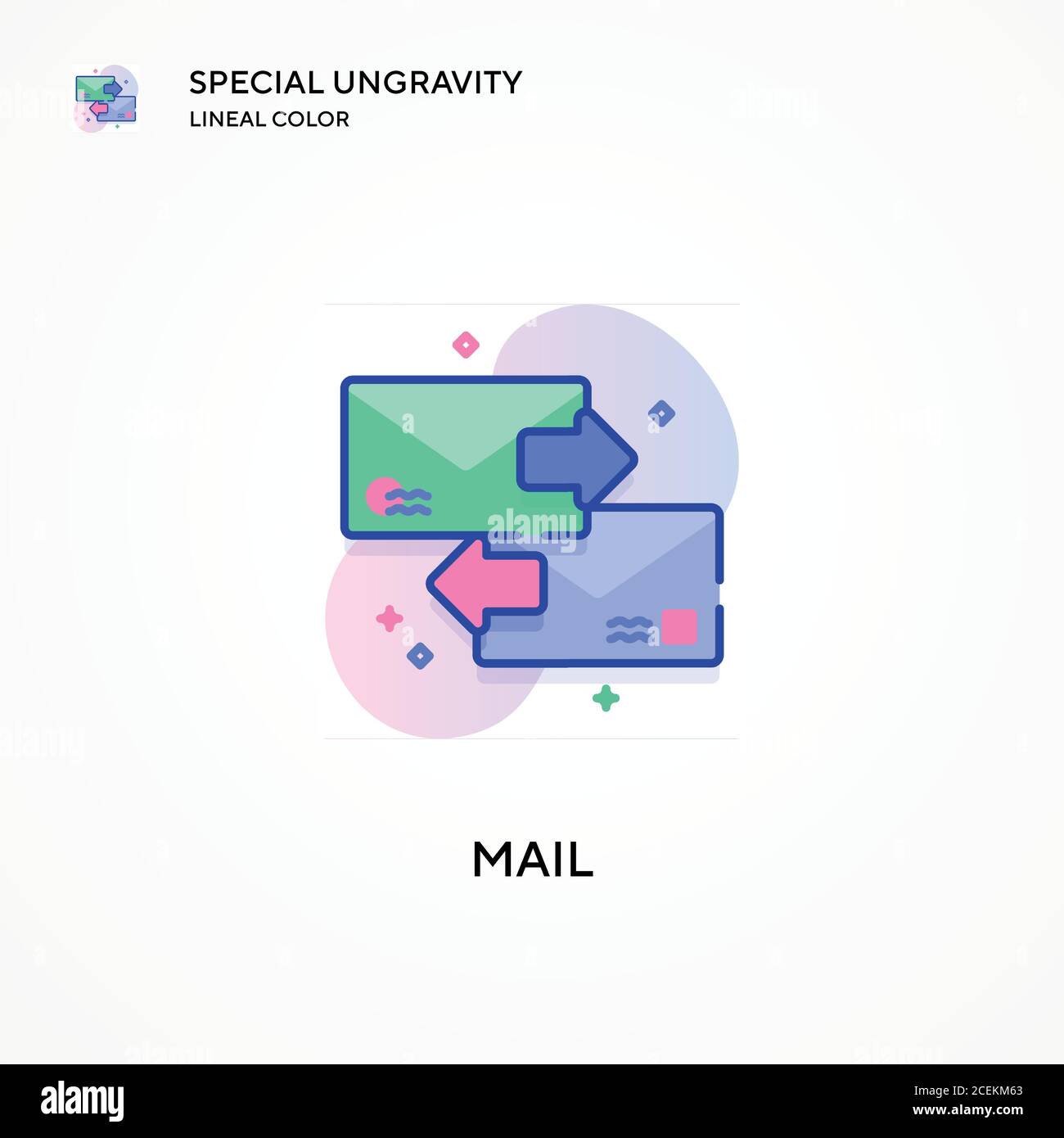 Mail special ungravity lineal color icon. Modern vector illustration ...