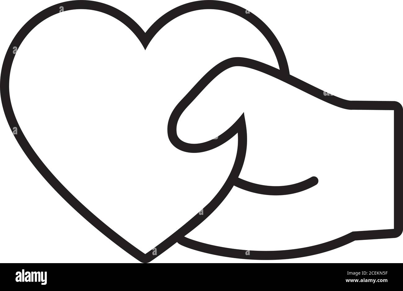 hand holding a heart icon over white background, line style, vector ...