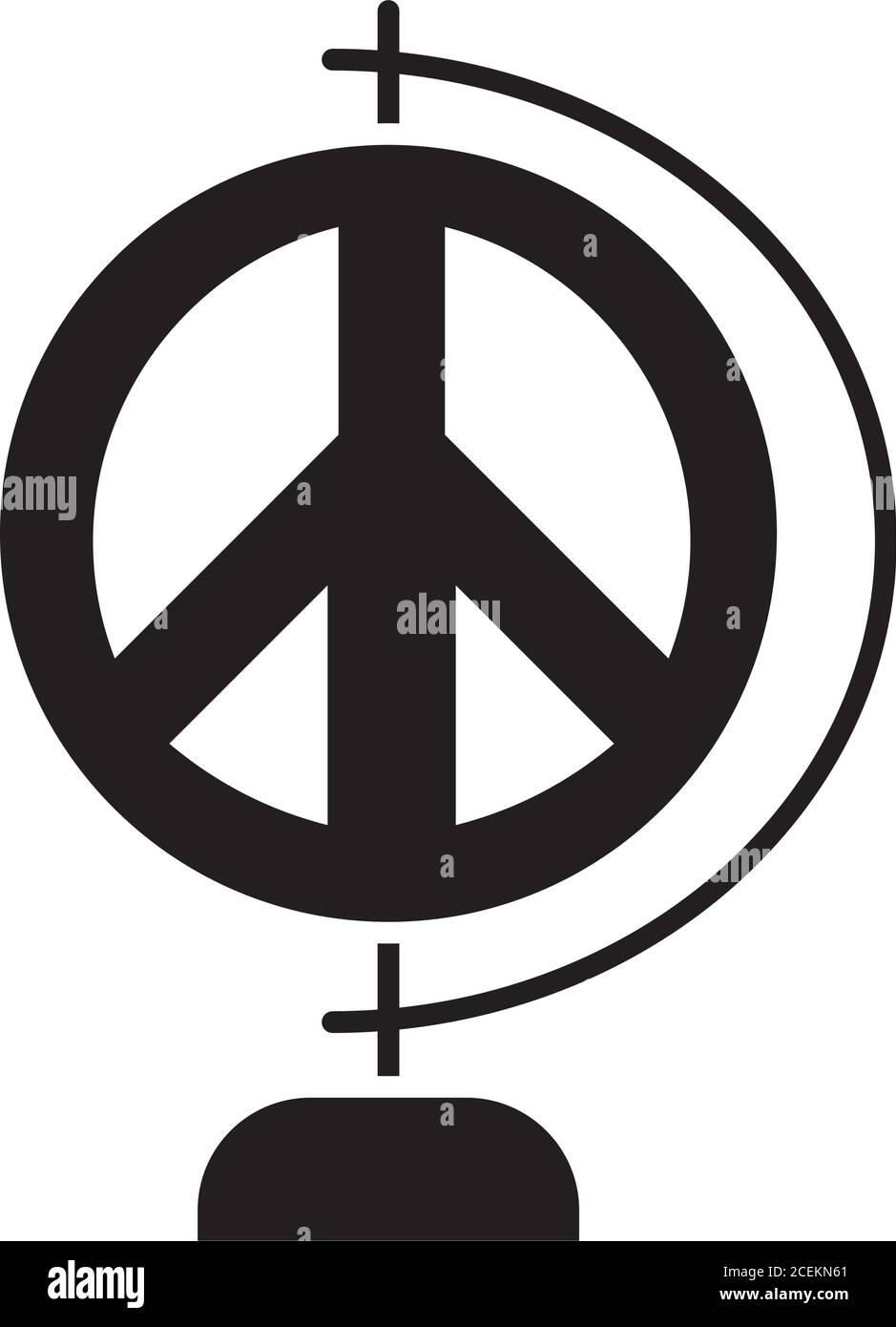geography tool with peace symbol icon over white background, silhouette ...