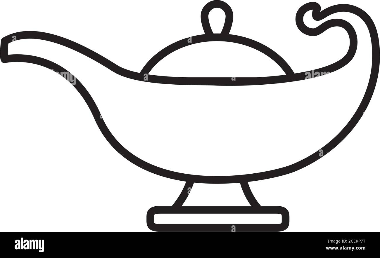 magic lamp icon over white background, line style, vector illustration ...