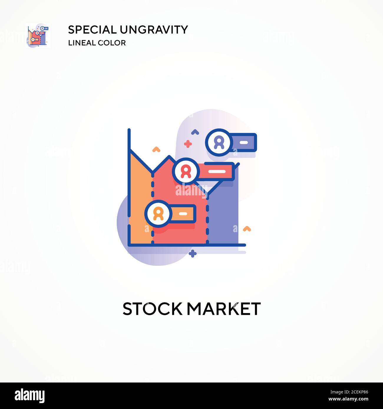 Stock market special ungravity lineal color icon. Modern vector illustration concepts. Easy to edit and customize. Stock Vector