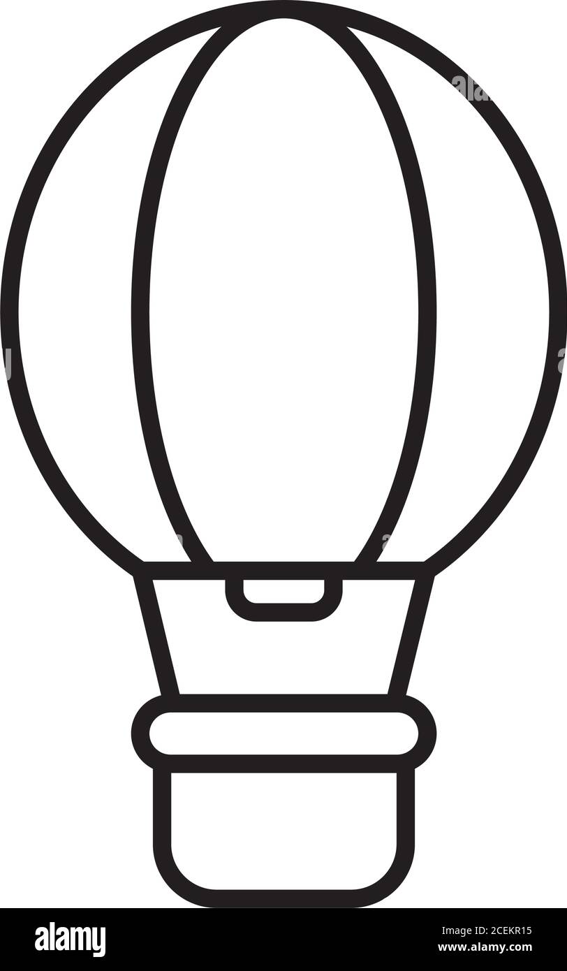hot air balloon icon over white background, line style, vector ...