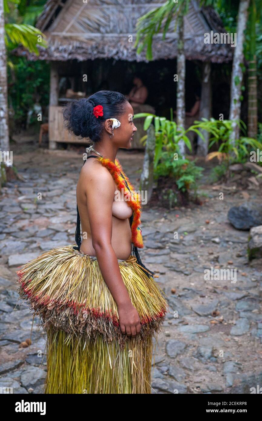 Native Woman Dancer on The Islands of Yap Stock Photo
