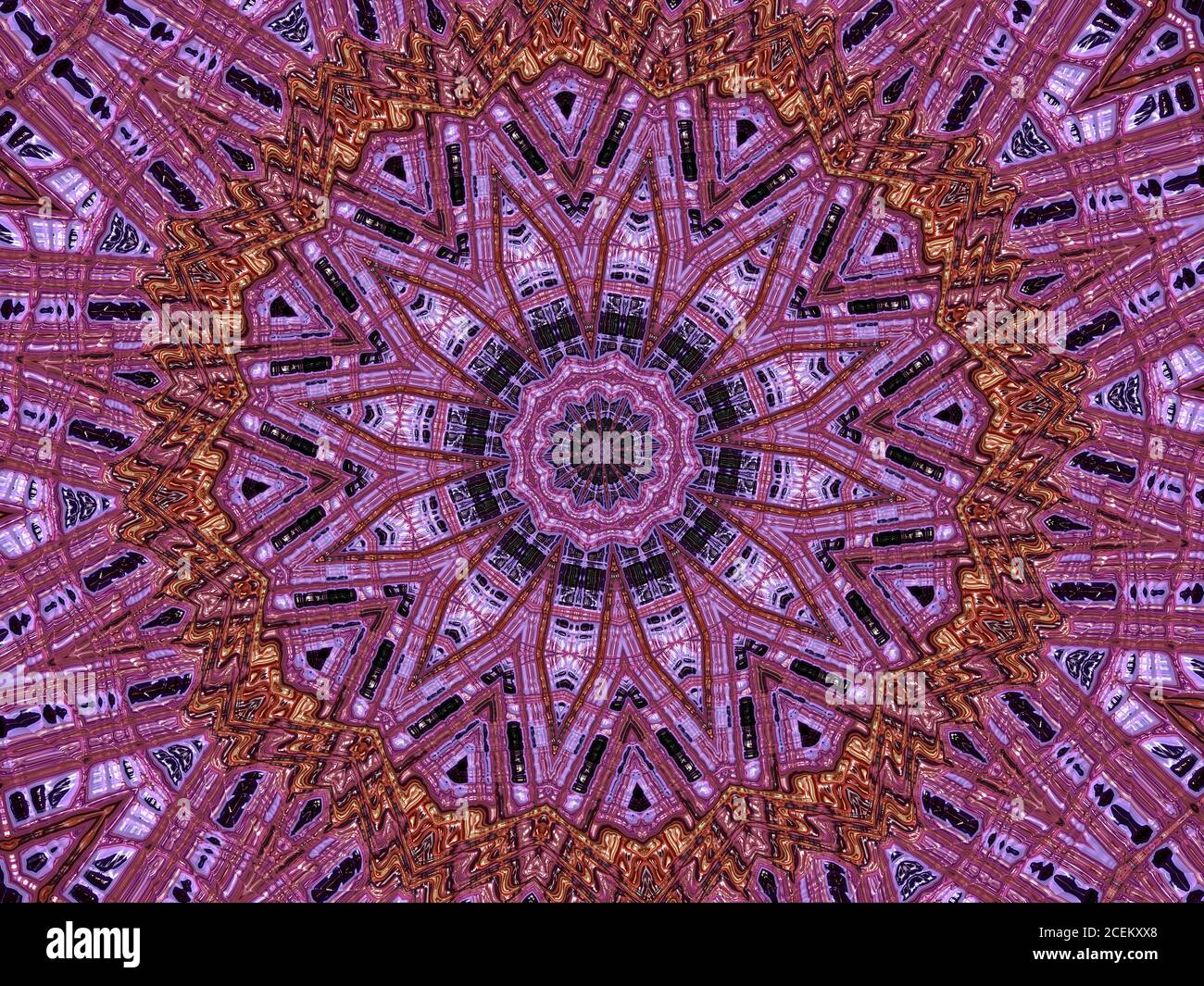 Kaleidoscopic background image in purple and gold Stock Photo