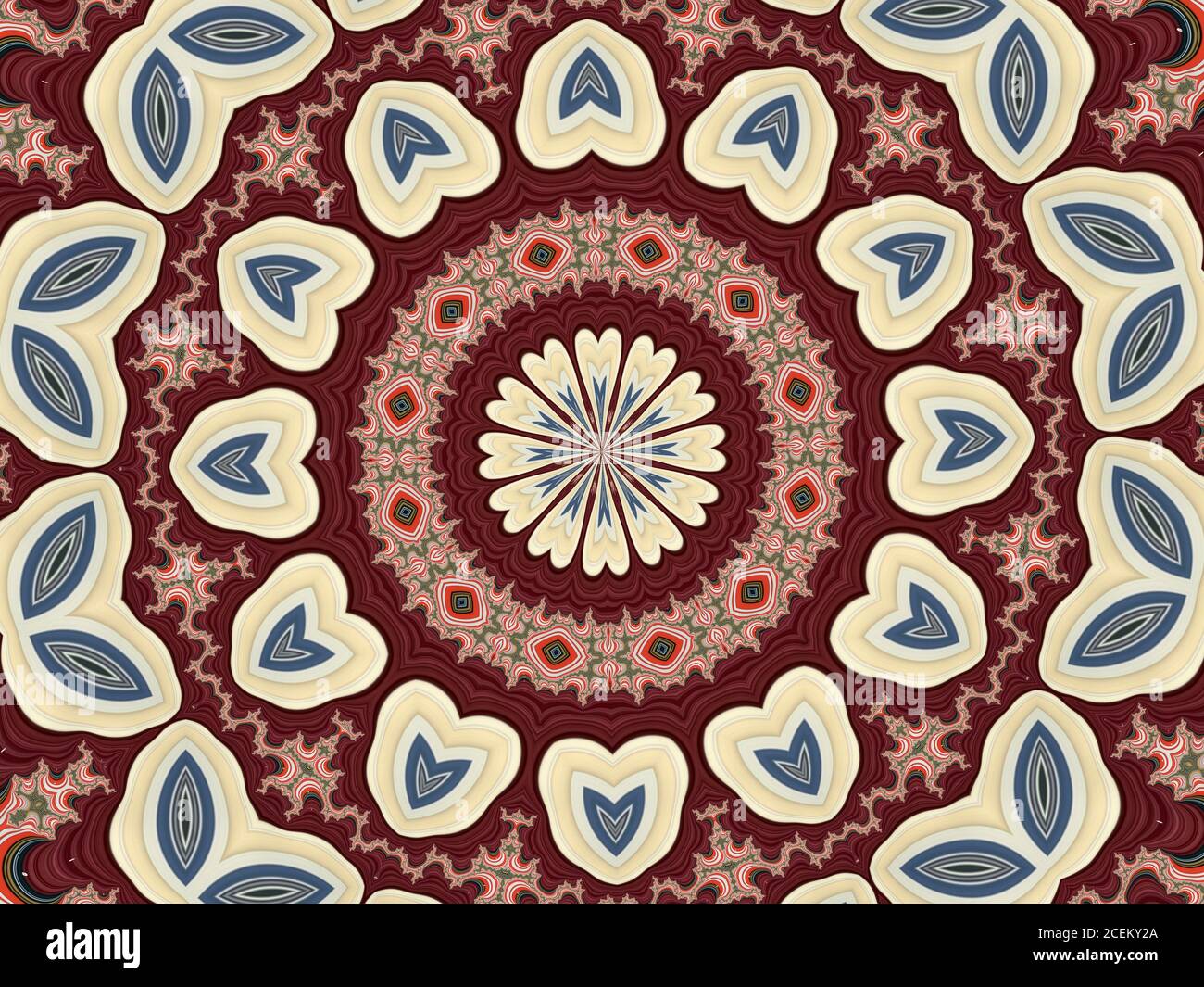 Kaleidoscope illustration in brown with interesting shapes and patterns Stock Photo