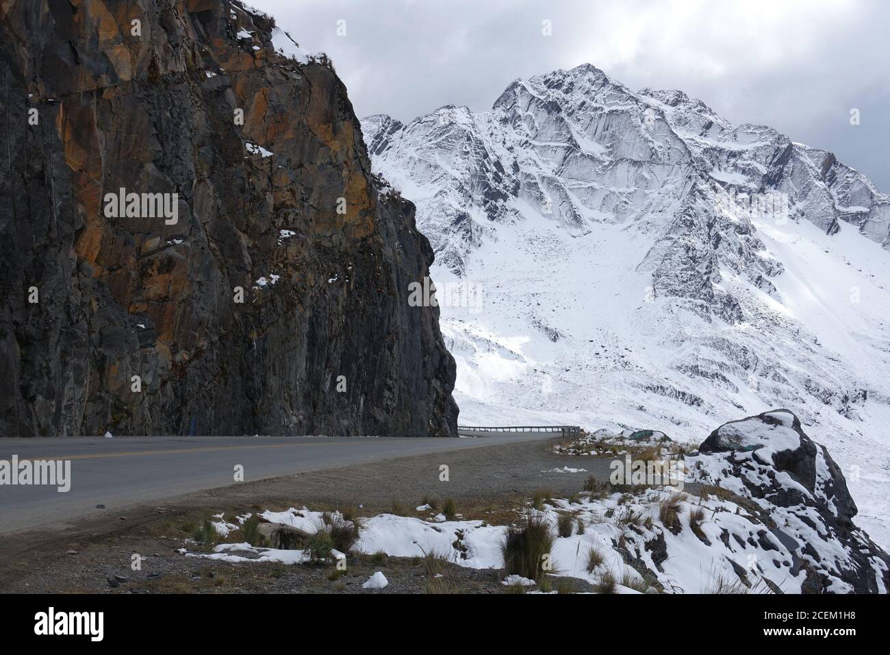 Bolivia Death Road - Downhill mountain Yungas Road scenic view (view Ruta Nacional 3) Stock Photo
