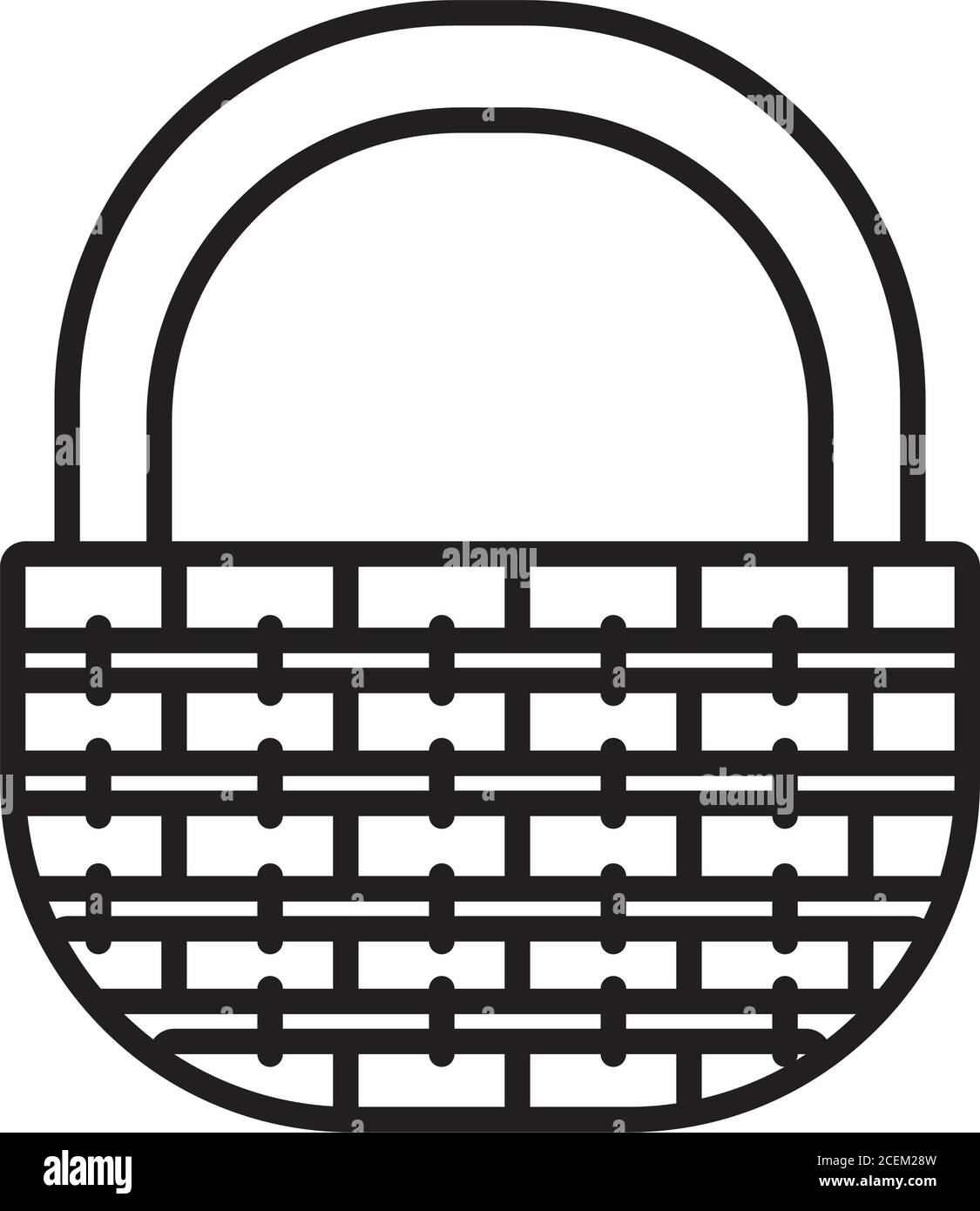 picnic basket icon over white background, line style, vector ...