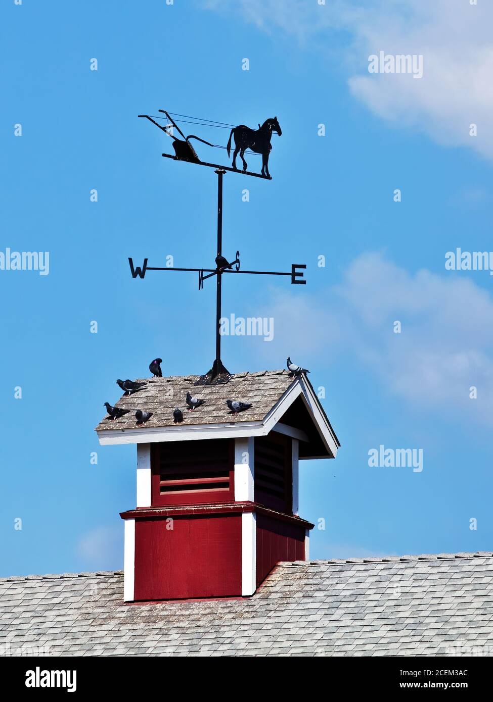 Weather vane on top of cupola of a barn Stock Photo - Alamy