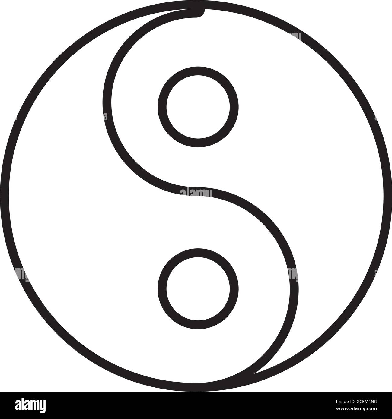 yin yang symbol icon over white background, line style, vector ...