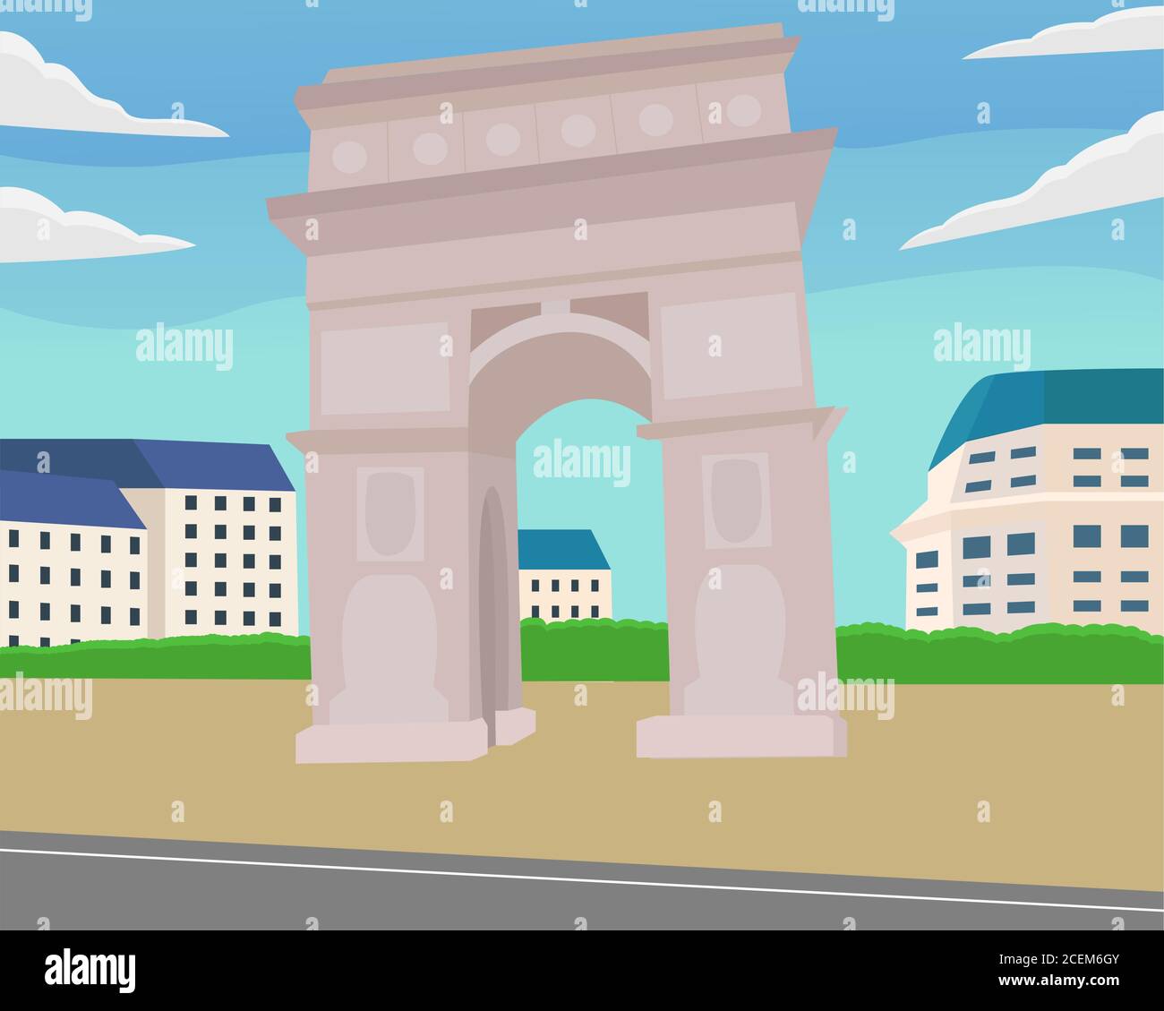 Illustration vector design of cityscape of arc de triomphe Stock Vector