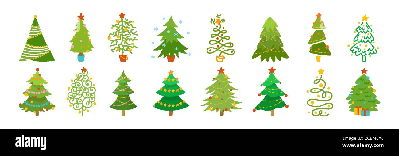 Christmas tree cartoon set. Hand drawing green xmas trees collection. New Year traditional design ornaments, stars or garlands. Stylized symbol for holiday flat vector illustration Stock Vector Image & Art - Alamy Christmas tree cartoon set. Hand drawing green xmas trees collection. New Year traditional design ornaments, stars or garlands. Stylized symbol for holiday flat vector illustration Stock Vector Image & Art - Alamy
