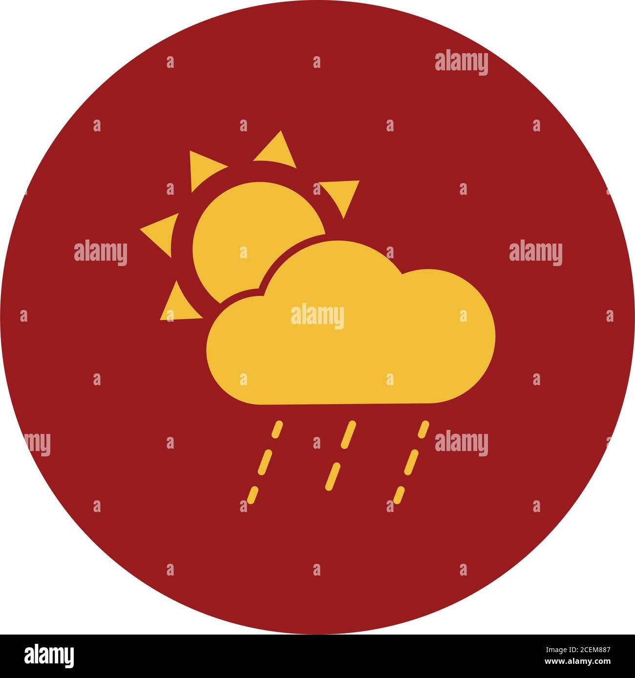 sun and cloud icon over white background, block style, vector ...